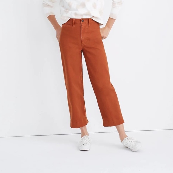 Madewell Denim - MADEWELL Slim Emmett Wide-Leg Crop Pants in Orange Size 27